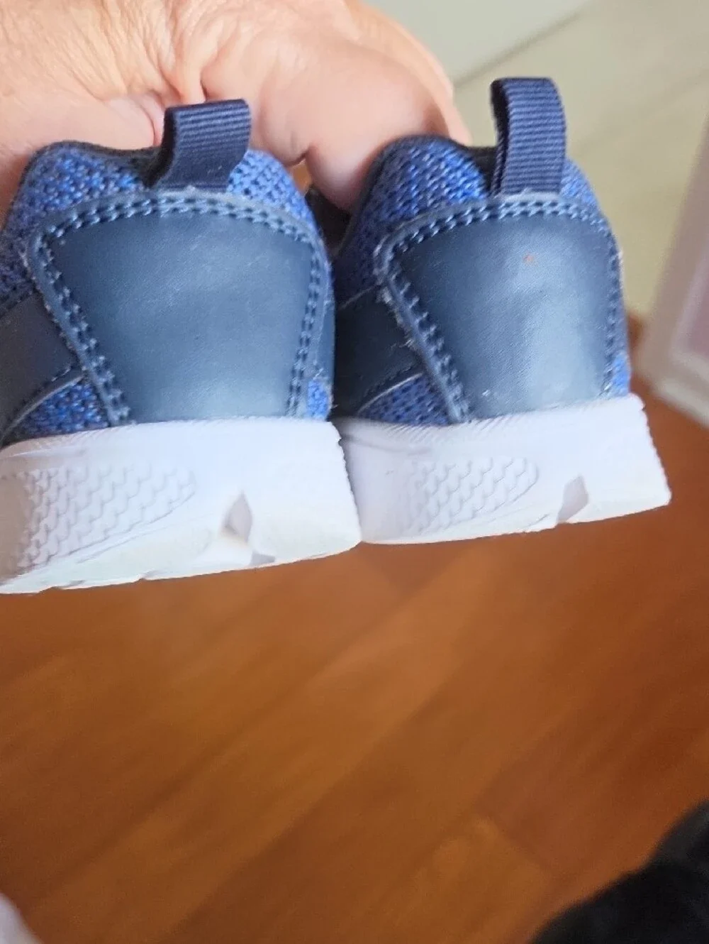 Kids Navy Velcro Sneakers with Cushioned White Sole